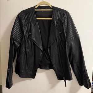 Topshop Quilted Black Leather Jacket
